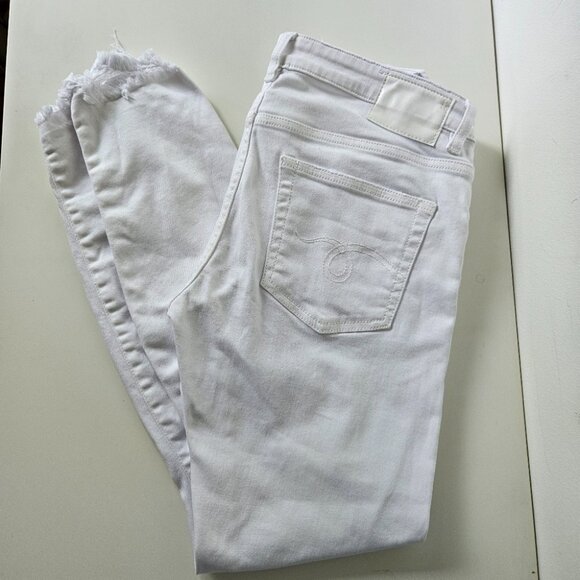 R13 Mid Rise Boy Skinny Jeans -  White SZ 26 Designer Luxury Denim Italy - Picture 4 of 12